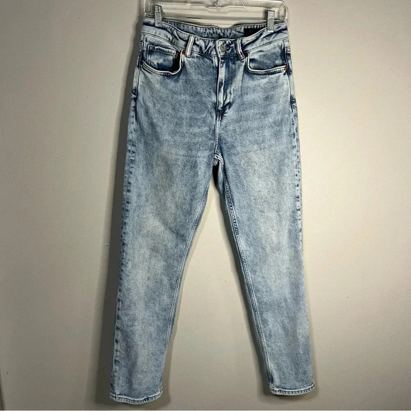All Saints Imogen Acid Wash Straight Slim Leg High Rise Jeans Size 29 - Picture 2 of 9